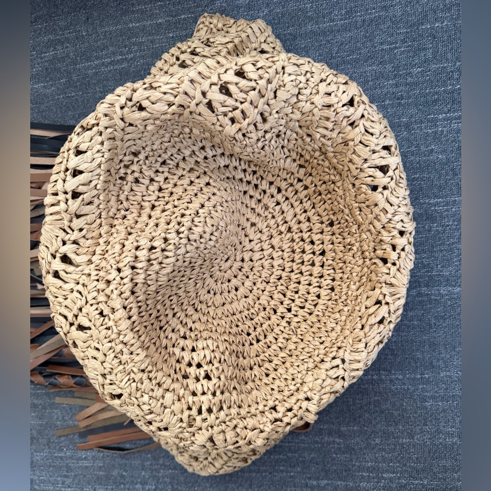 Upcycled YSL raffia tote. Custom Woven Bag with Real Leather Braided details. - Picture 6 of 15